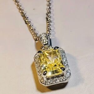 NWOT - Light Yellow Zirconia Pendant with Crystal Accents